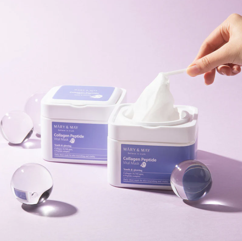 Mary & May - Collagen Peptide Vital Mask Sheets (30 Folhas)