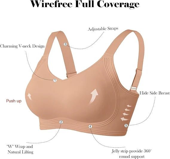 SEAMLESS JELLY BRA FULL COVERAGE PUSH UP NO UNDERWIRE BRA - LUNA