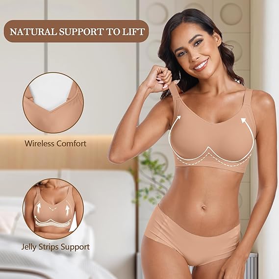 SEAMLESS JELLY BRA FULL COVERAGE PUSH UP NO UNDERWIRE BRA - LUNA